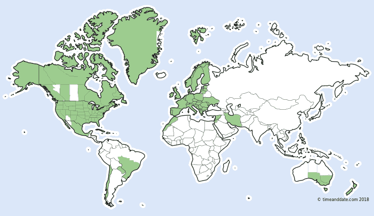Mapa zemí se zavedeným DST